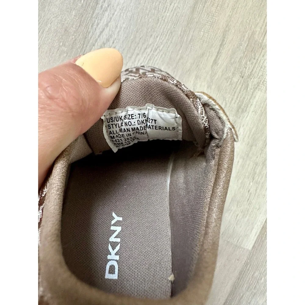 DKNY Kids Brown Signature Logo Print Lace‎ Up Fashion Sneakers Size 7/6